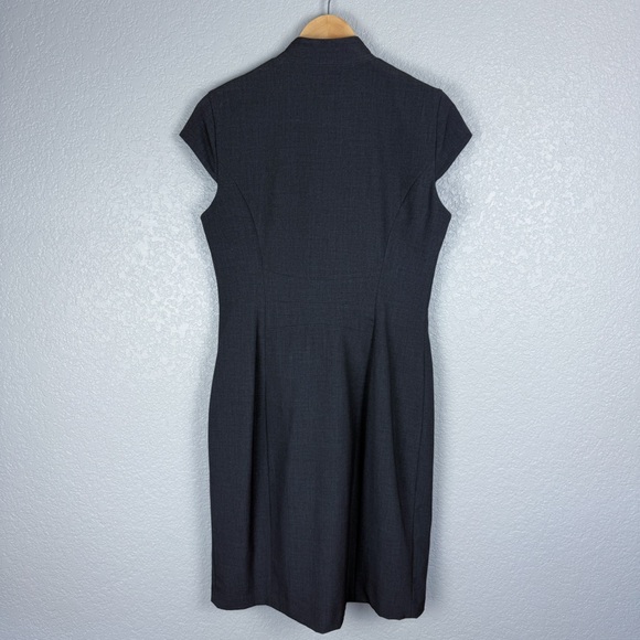 Calvin Klein Cap Sleeve Wrap Dress, Charcoal Gray 10 - EUC, Sheath, Midi, V Neck - Picture 8 of 10